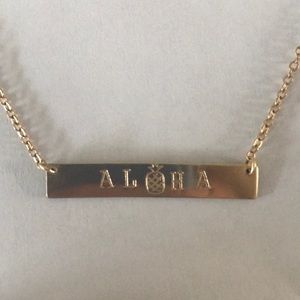 Katrina Cordova Hawaii ALOHA Stamped Bar Necklace